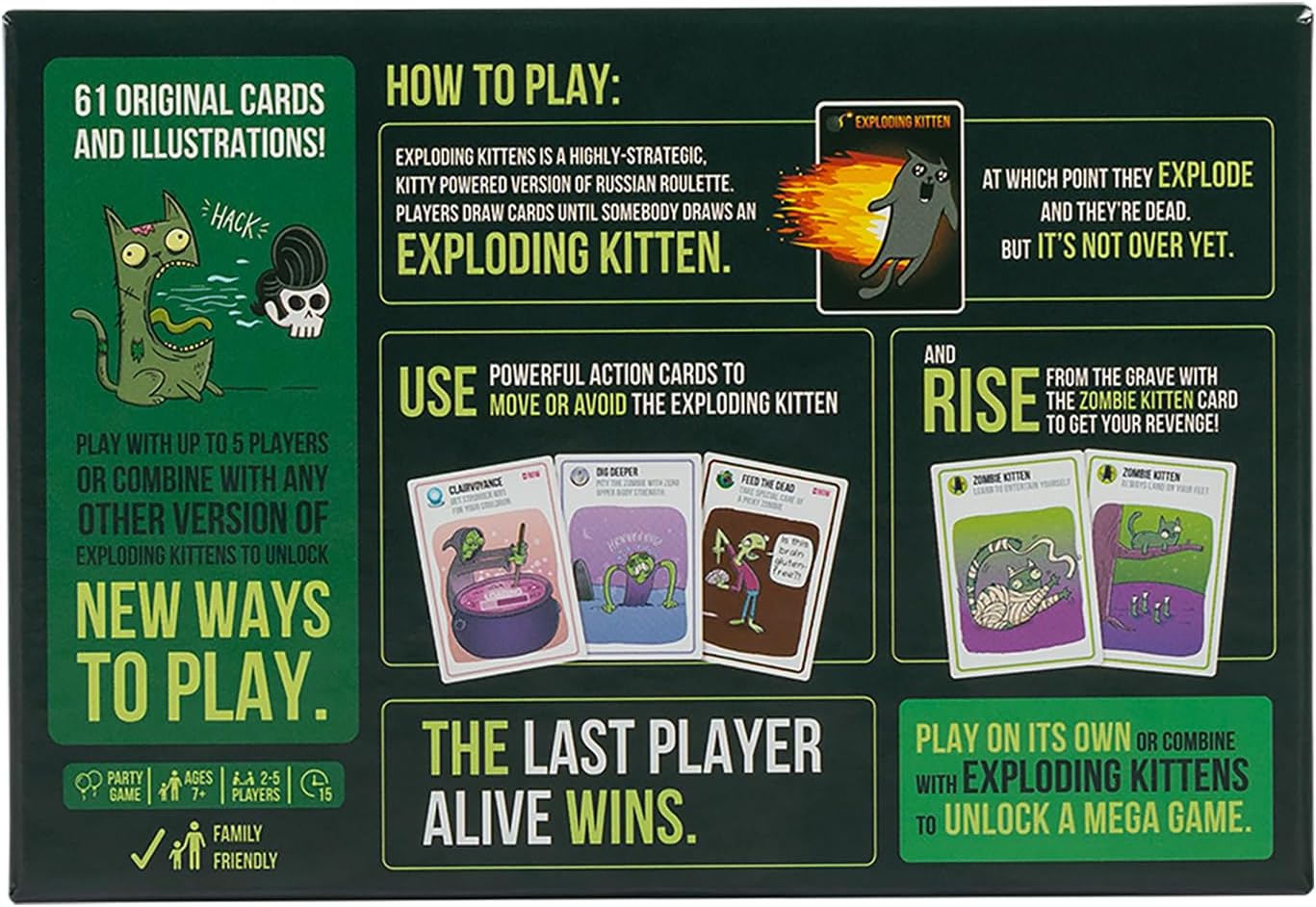 Zombie Kittens Card Game by exploding kittens for kids-teens and adults